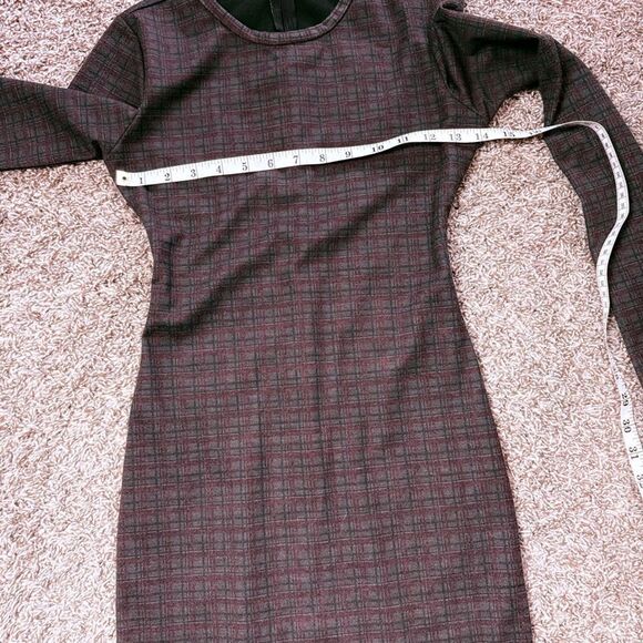 Zara Charcoal Gray & Red Plaid Midi Dress - Picture 3 of 5